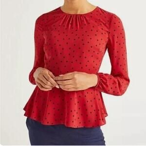 Boden Peplum Polka Dot Blouse